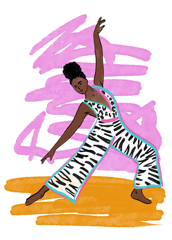 Fashion Illustration of Dancing Woman