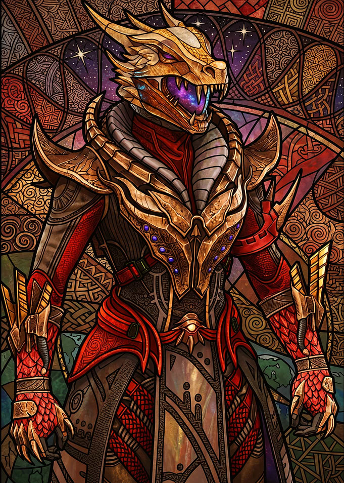 Stained Glass Dragon Warrior Portrait