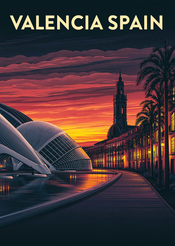 Valencia Spain Travel Poster