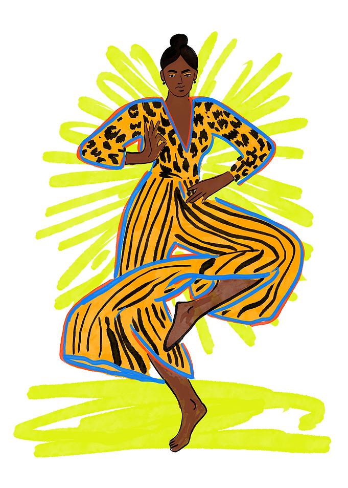 Fashion Illustration of Dancing Woman