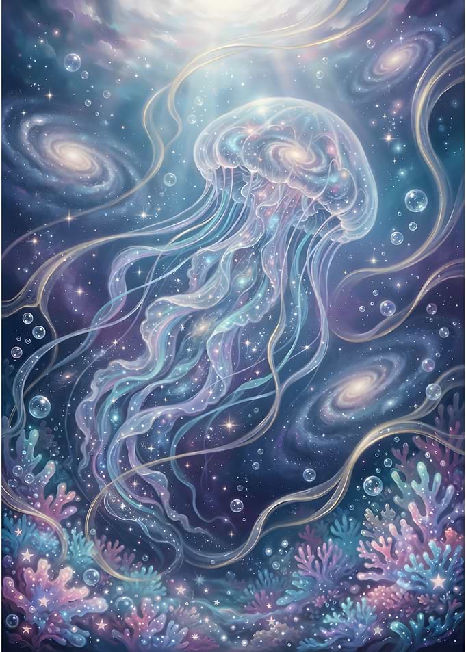 Jellyfish Galaxy – Dreamy Cosmic Ocean Wall Art