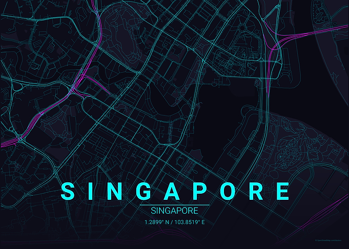 Neon Singapore City Map Poster