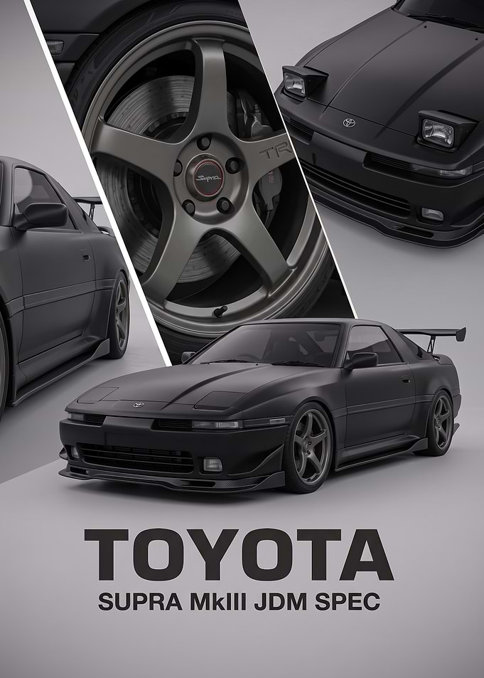 black art Supra MkIII JDM Spec car Poster