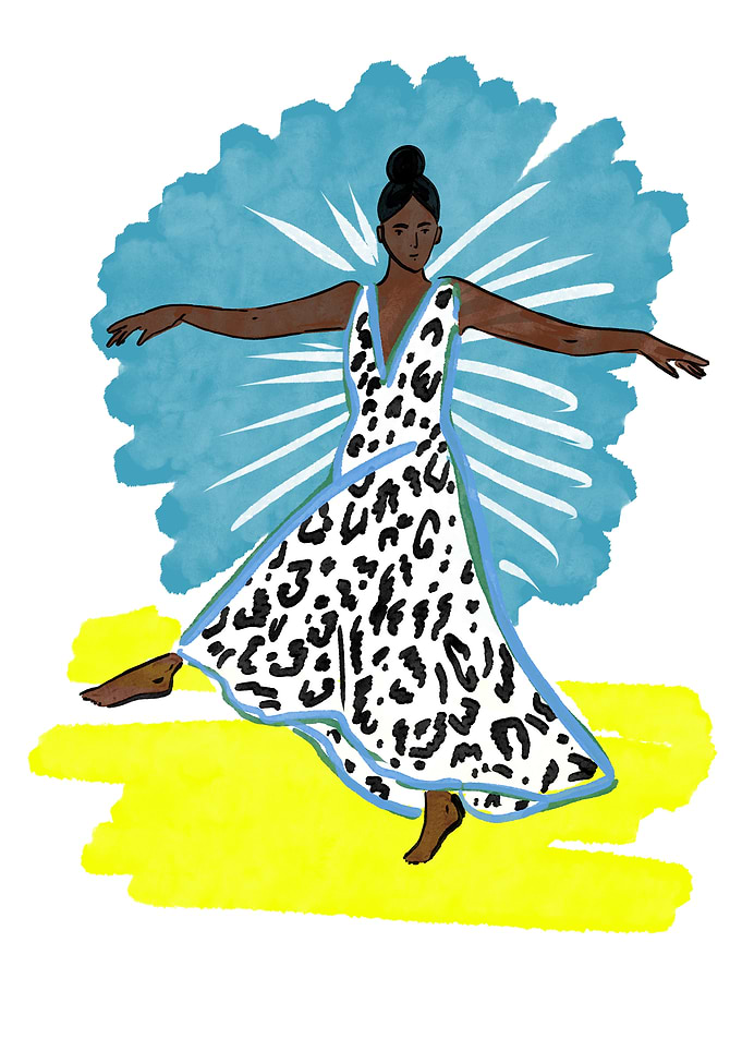 Woman in Leopard Print Dress Illustration