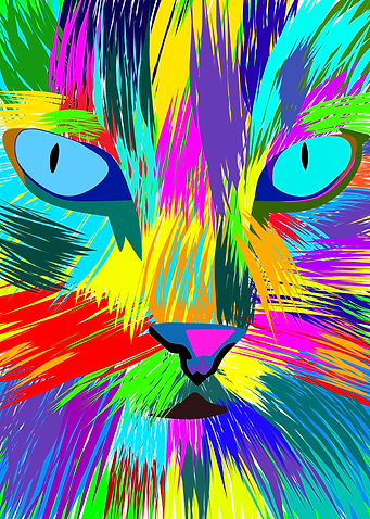 Abstract Colorful Cat Face Portrait