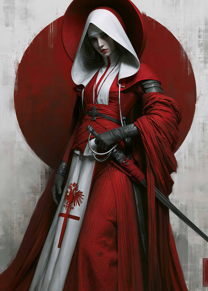 Warrior Nun in Red and White
