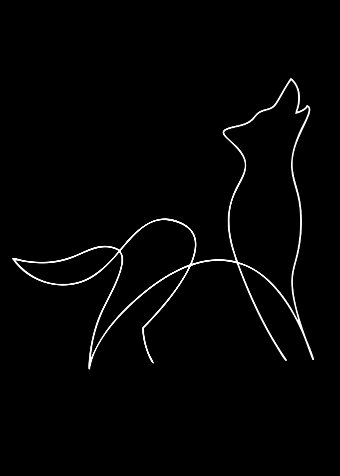 Minimalist One-Line Howling Wolf