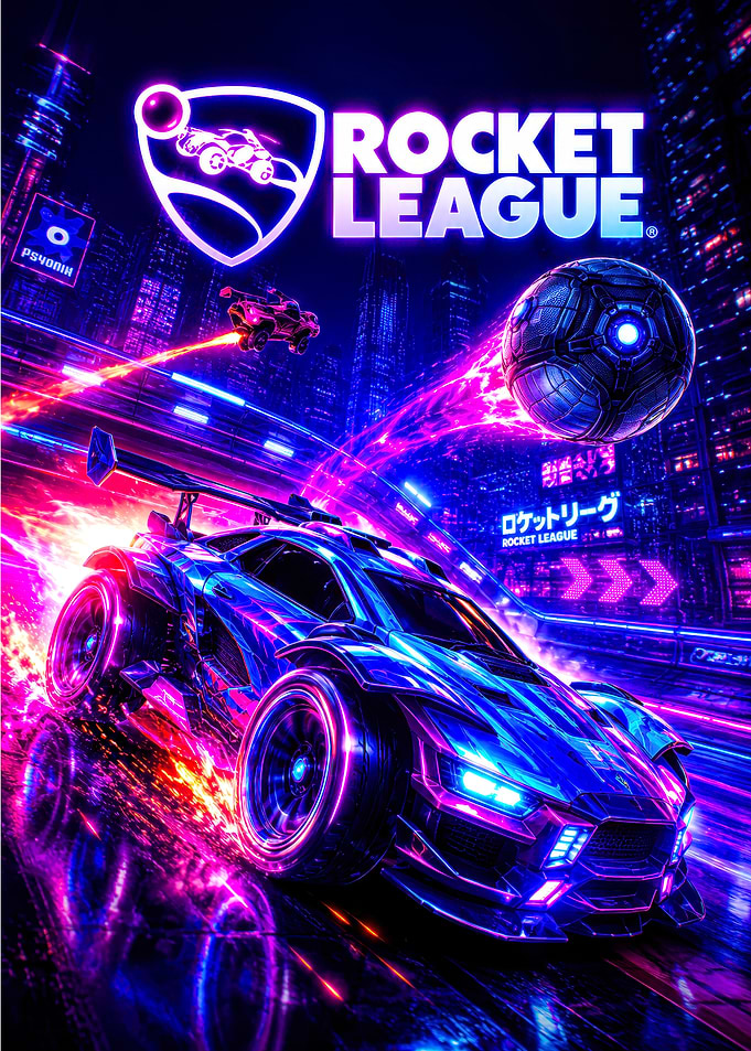 Rocket League Neon Cyberpunk Poster
