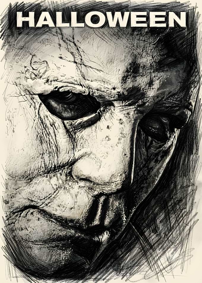 Michael Myers Halloween Sketch Poster