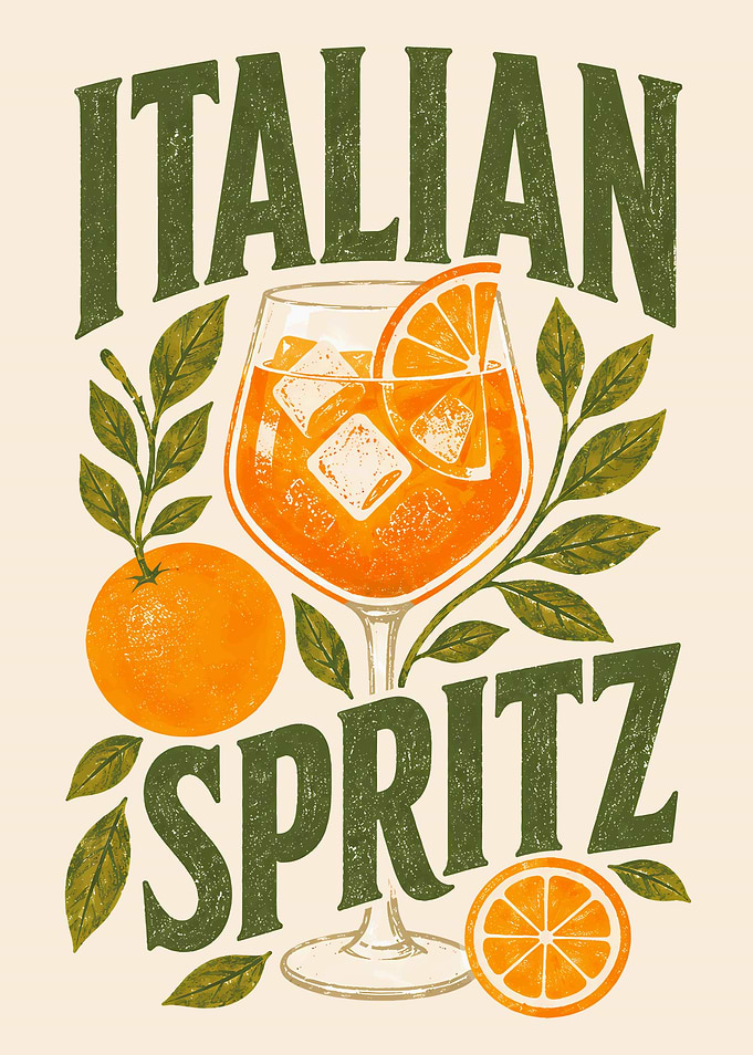 Italian Spritz Cocktail with Orange Poster