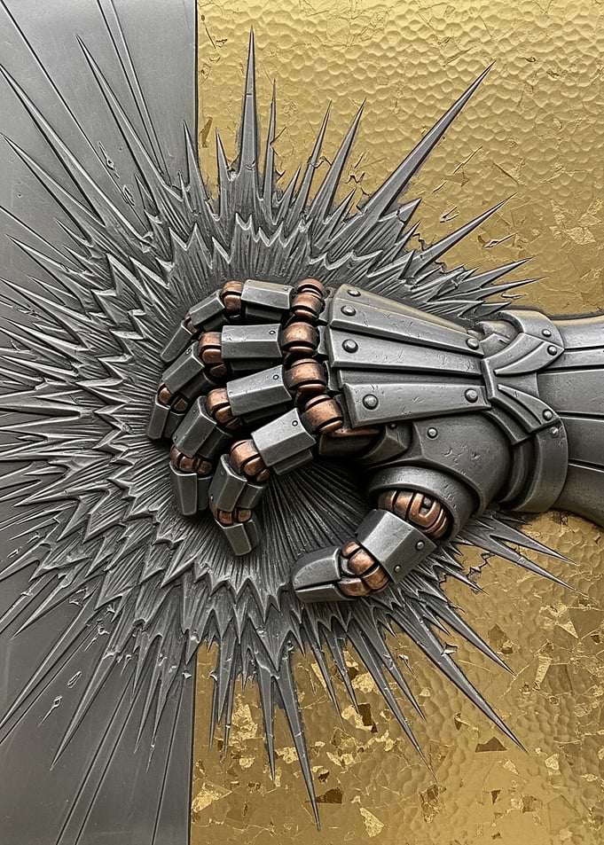 Steampunk Mechanical Gauntlet Impact Relief