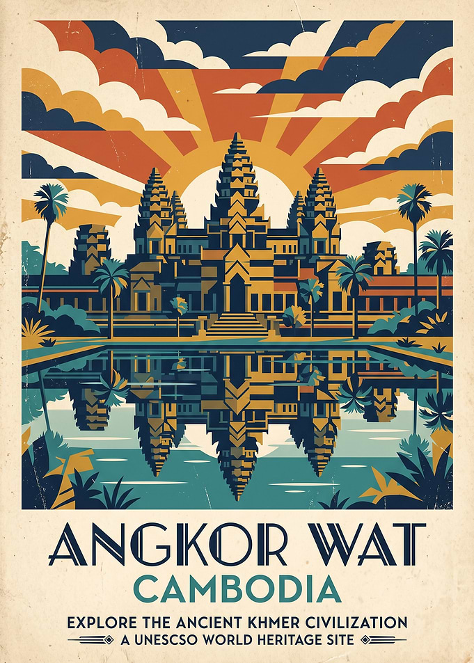 Angkor Wat Cambodia Travel Poster