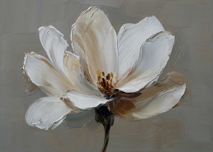 Impressionist White Flower Oil Painting
