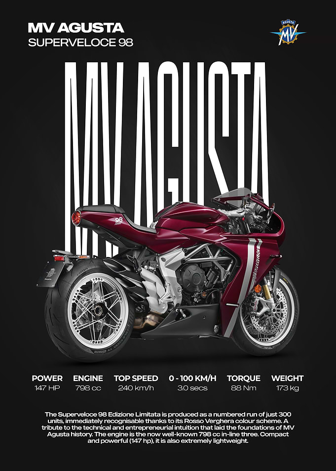 MV Agusta Superveloce 98 Motorcycle Poster