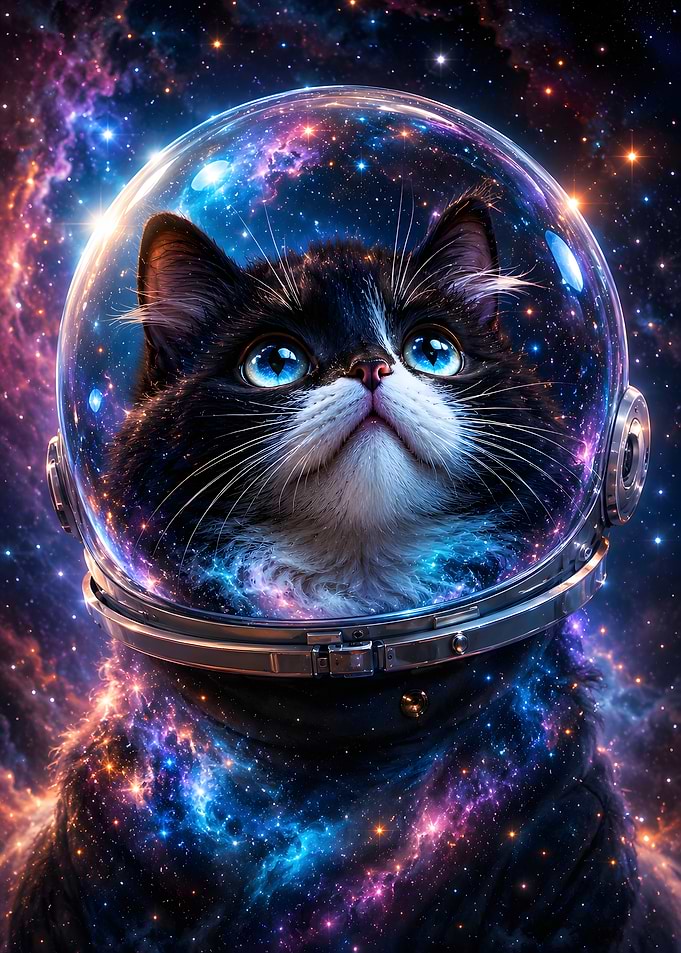 Cosmic Astronaut Cat in Space