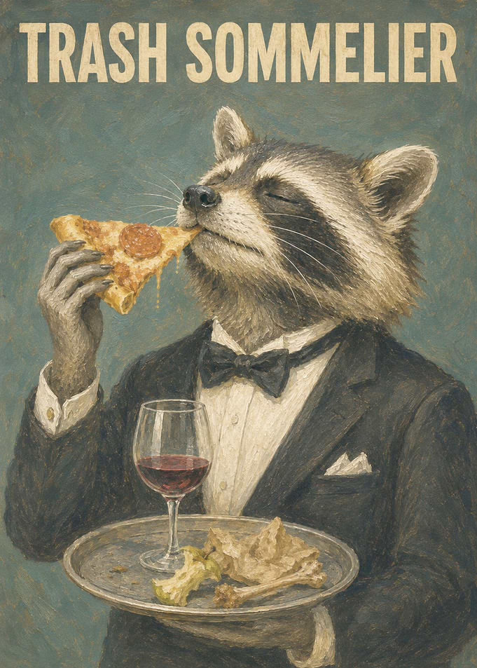 Trash Sommelier Raccoon Painting