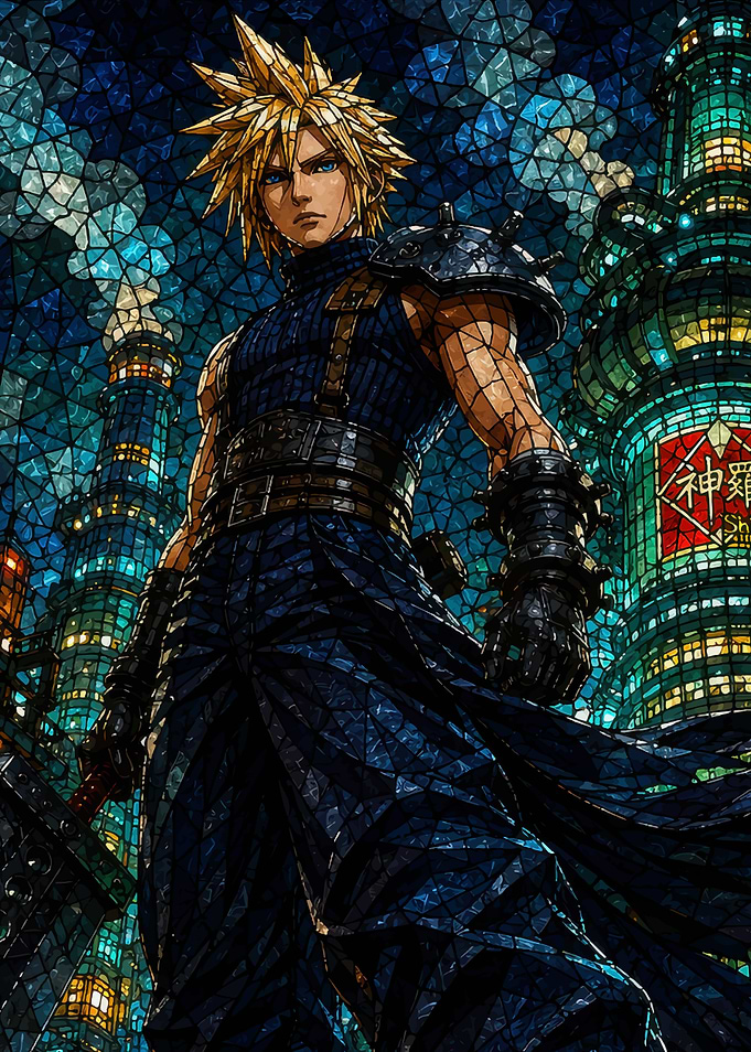 Cloud Strife Stained Glass Art