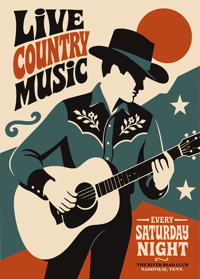 Vintage Live Country Music Poster