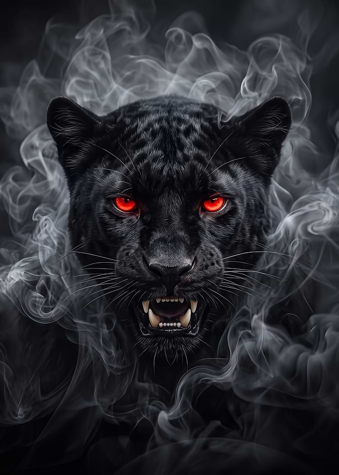 Fierce Black Panther with Red Eyes poster
