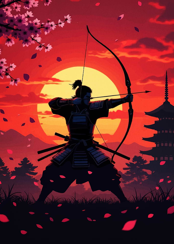 Samurai Archer at Sunset