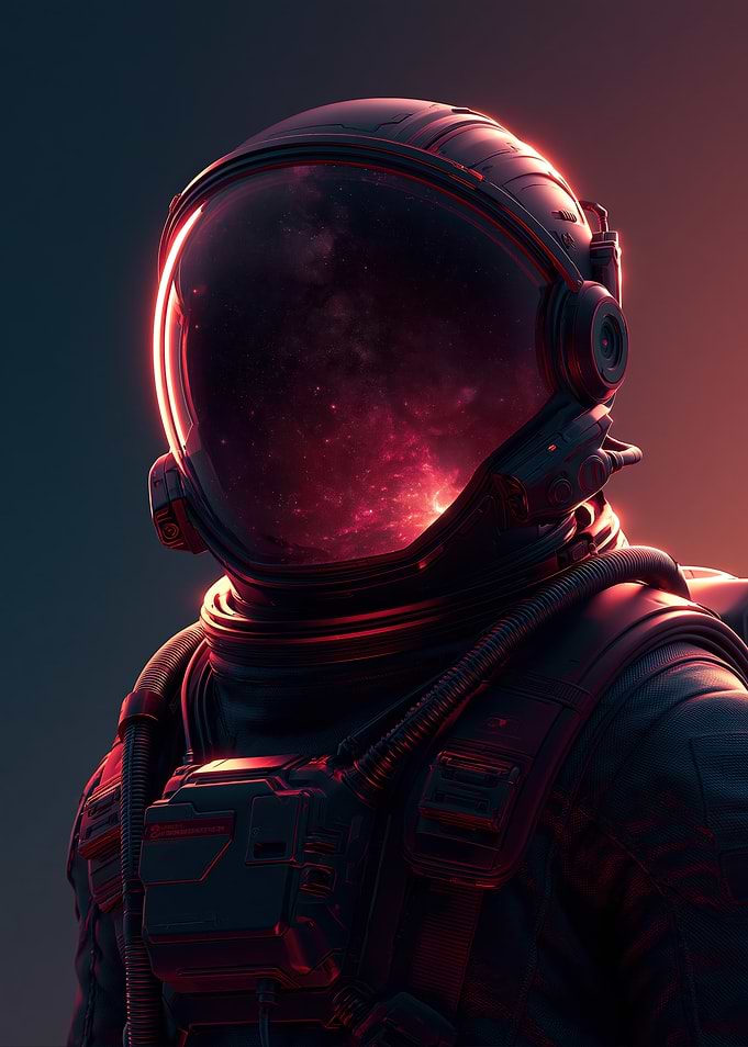 Astronaut with Nebula Helmet Reflection