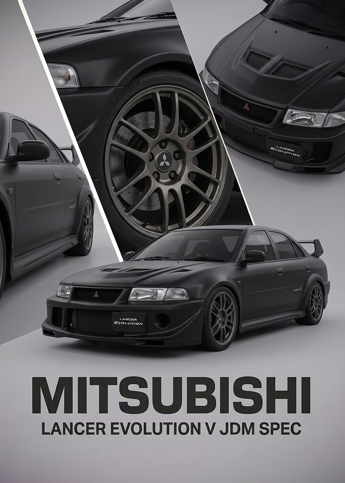 black art Mitsubishi Lancer Evolution V car Poster
