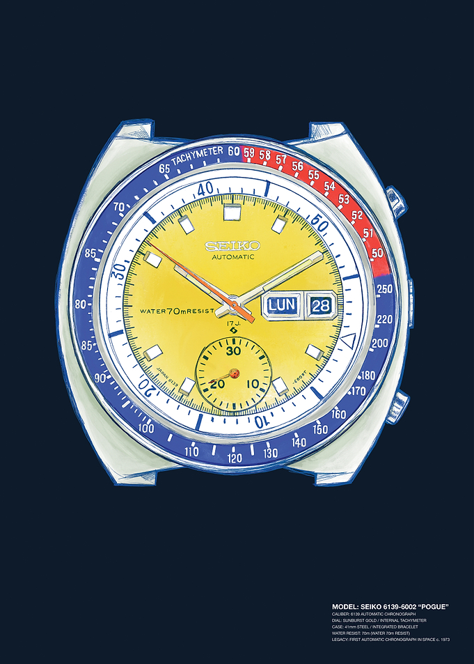 Seiko Pogue Chronograph Watch Illustration