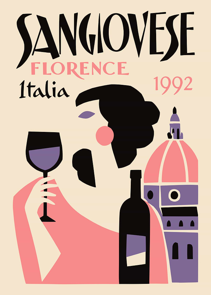 Vintage Sangiovese Florence Wine Poster
