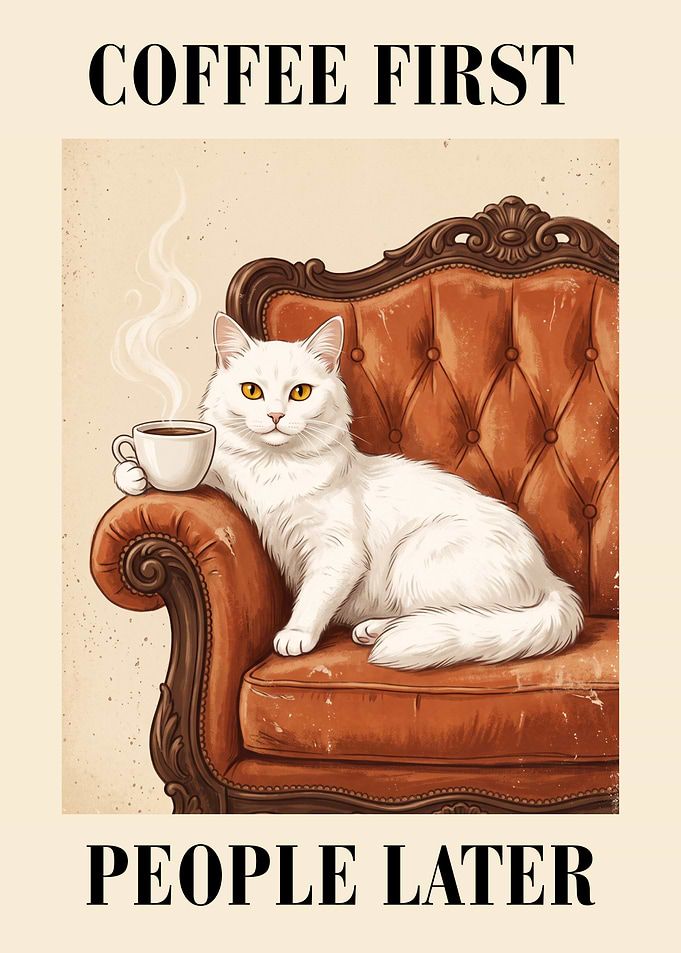 Coffee First People Later Cat Poster