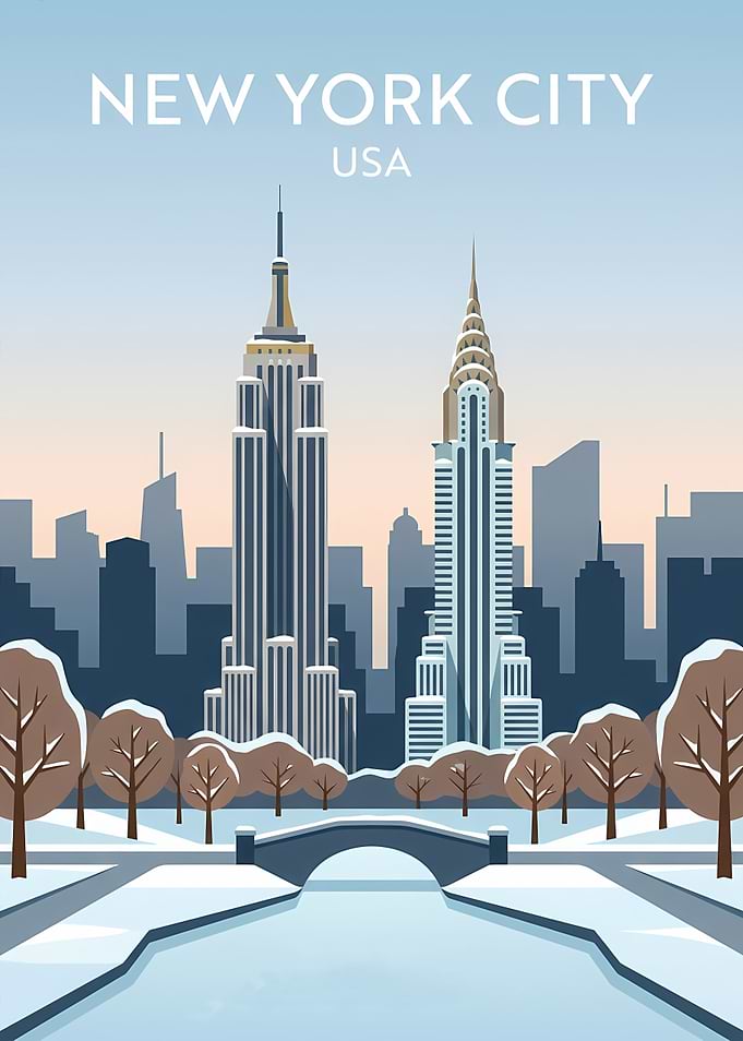 New York City Winter Skyline Poster