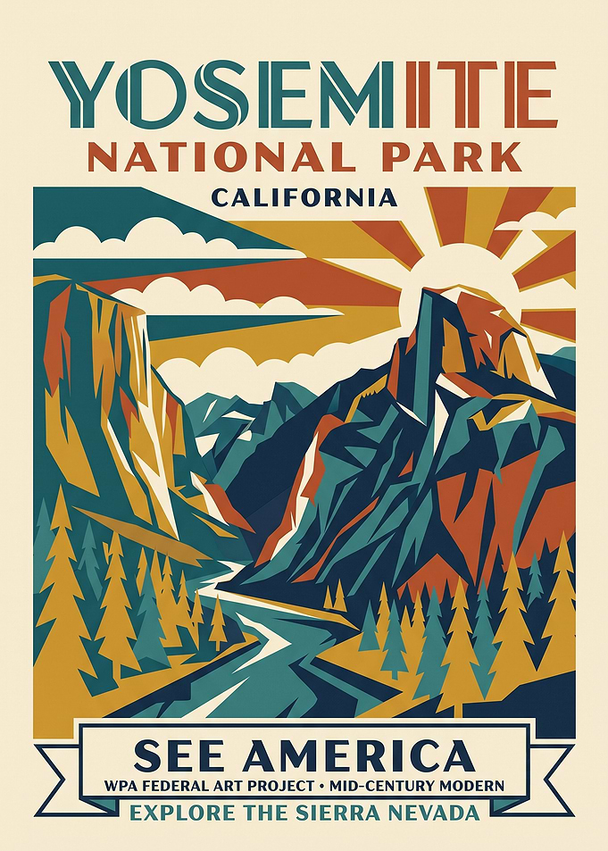 Yosemite National Park Vintage Travel