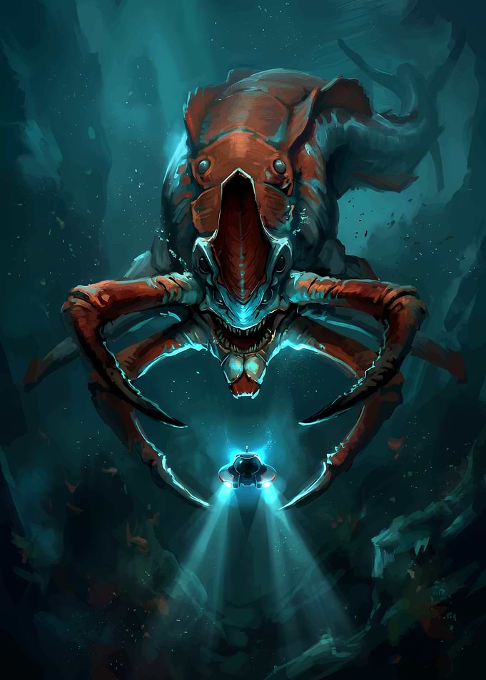 Subnautica Reaper Leviathan Encounter