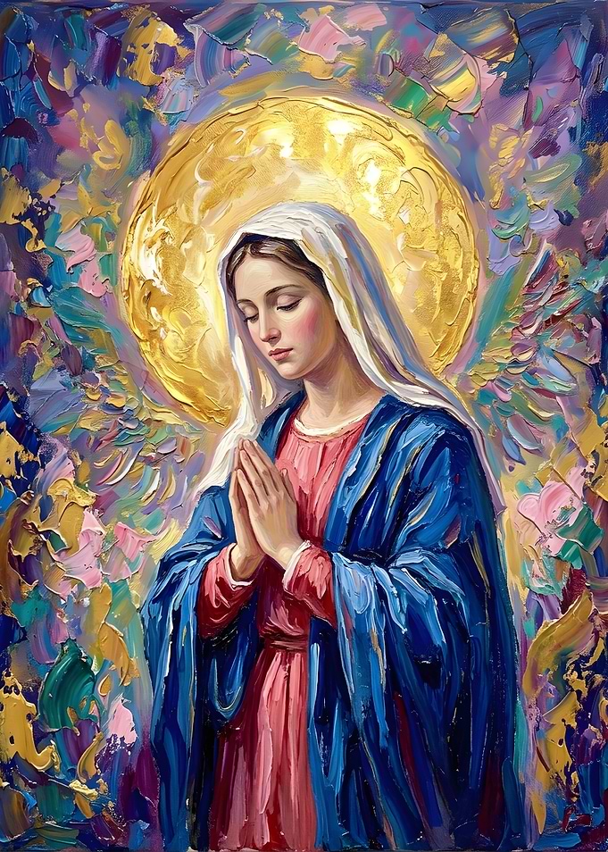 Oil Painting of Virgin Mary Praying