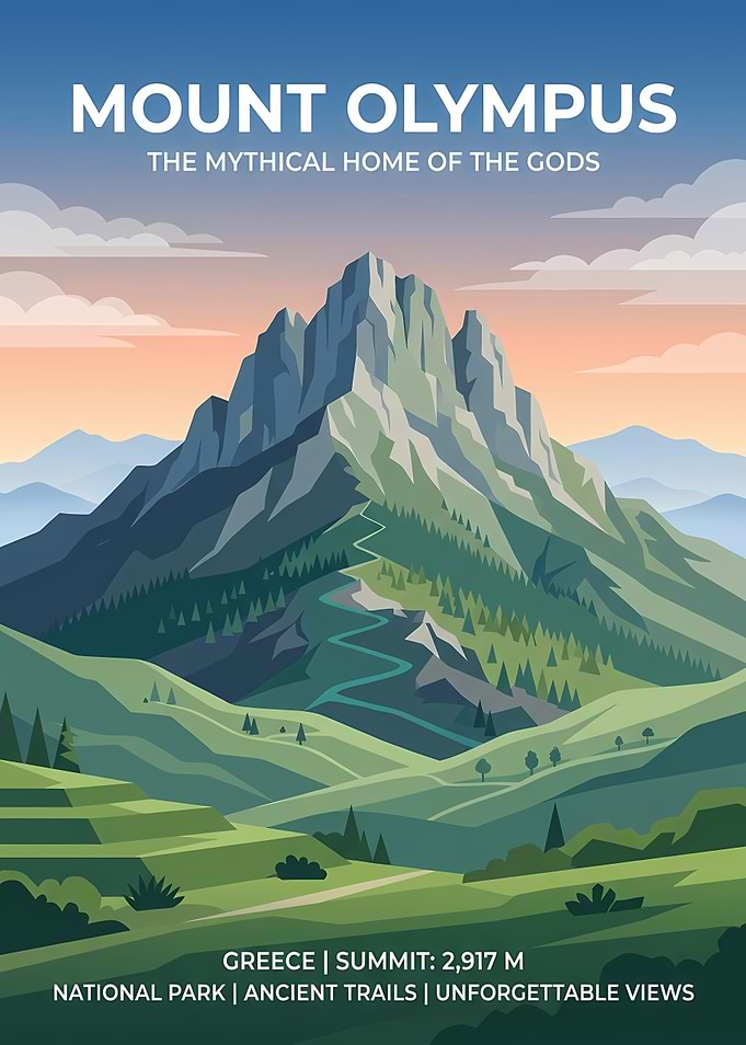 Mount Olympus Travel Poster