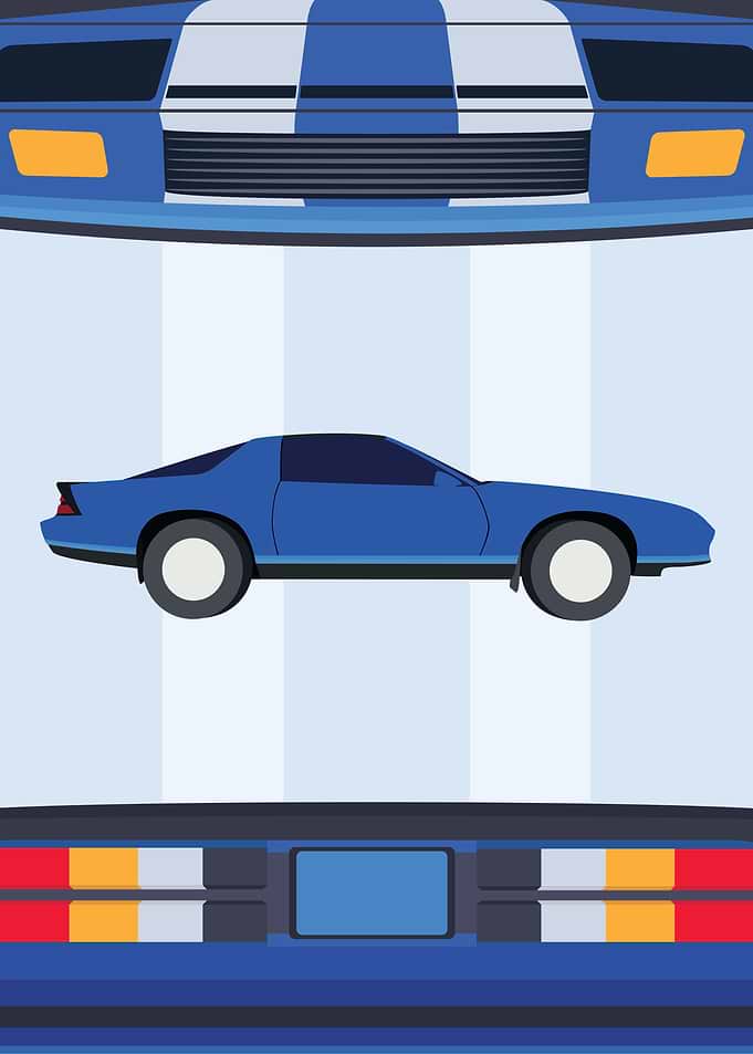 Minimalist Blue Muscle Car Poster
