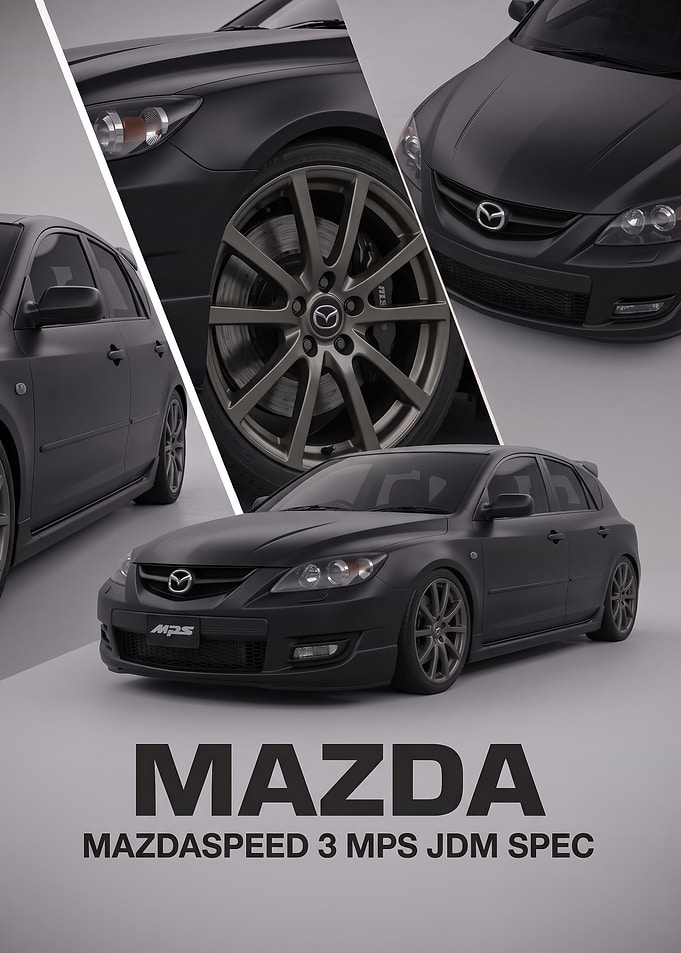 black ary Mazdaspeed 3 MPS JDM car Poster