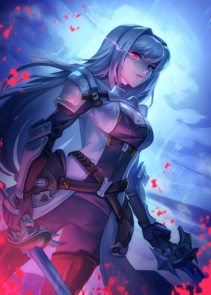Anime Warrior Girl with Glowing Eyes