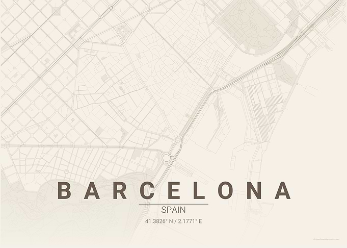 Minimalist Barcelona City Map Print