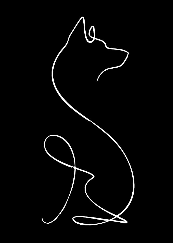 Minimalist One Line Dog Silhouette
