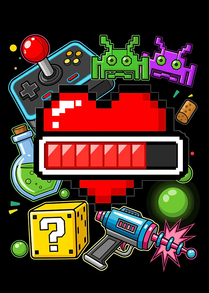 Pixel Art Gaming Collage