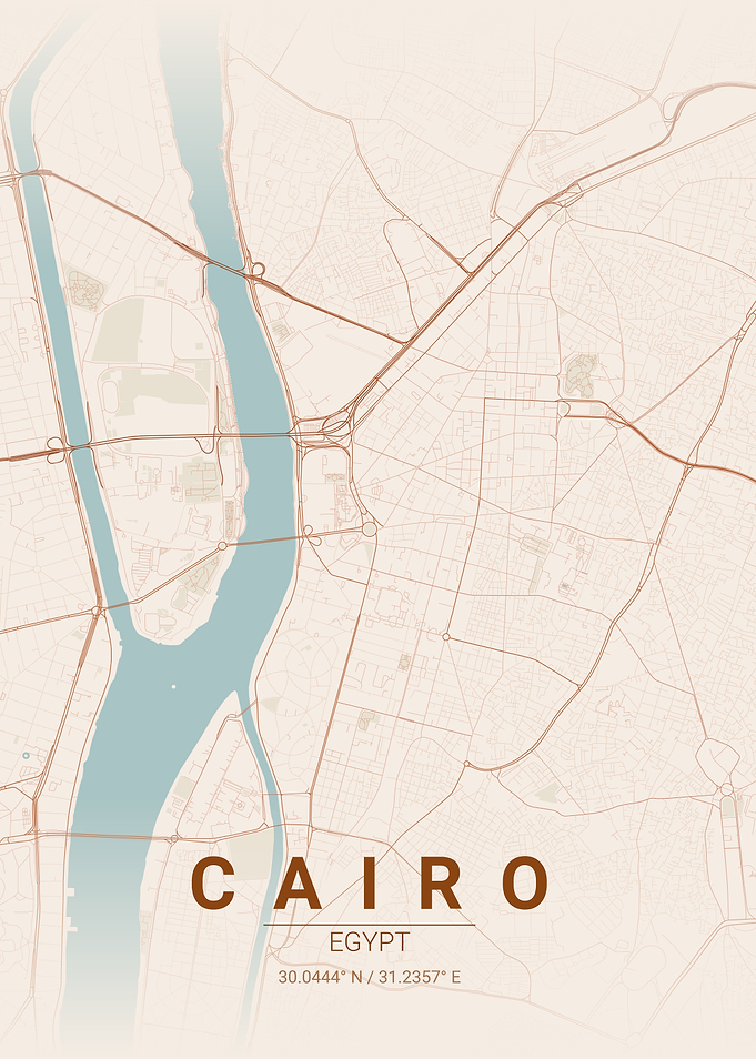 Minimalist Map of Cairo, Egypt