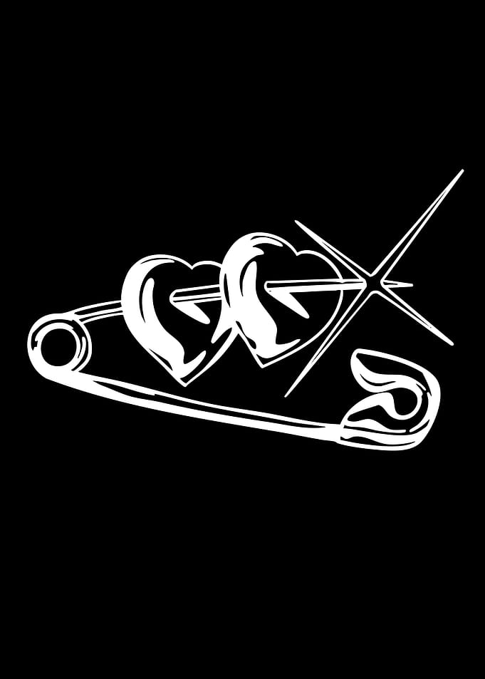Safety Pin Pierced Hearts Graphic