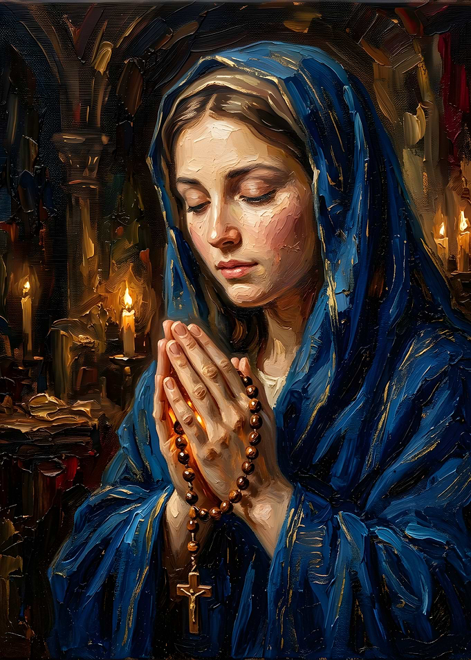Oil Painting of Virgin Mary Praying