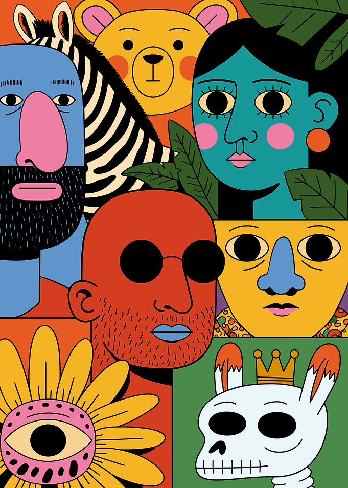 Colorful Abstract Character Collage Illustration