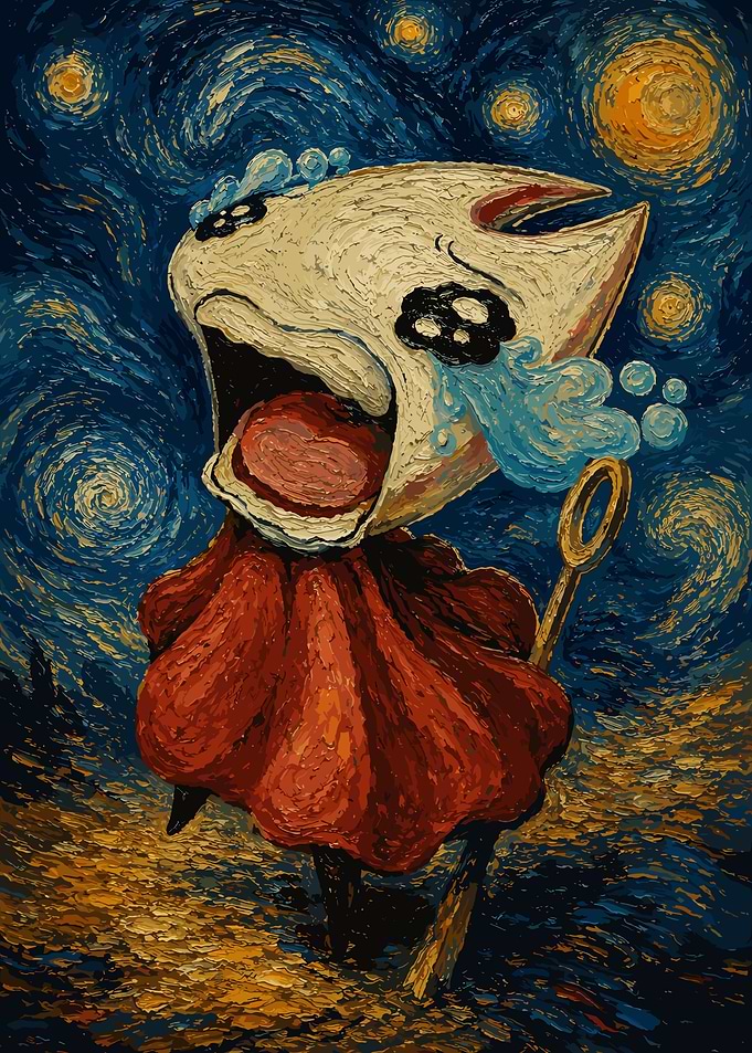 Hornet Crying in Starry Night Style