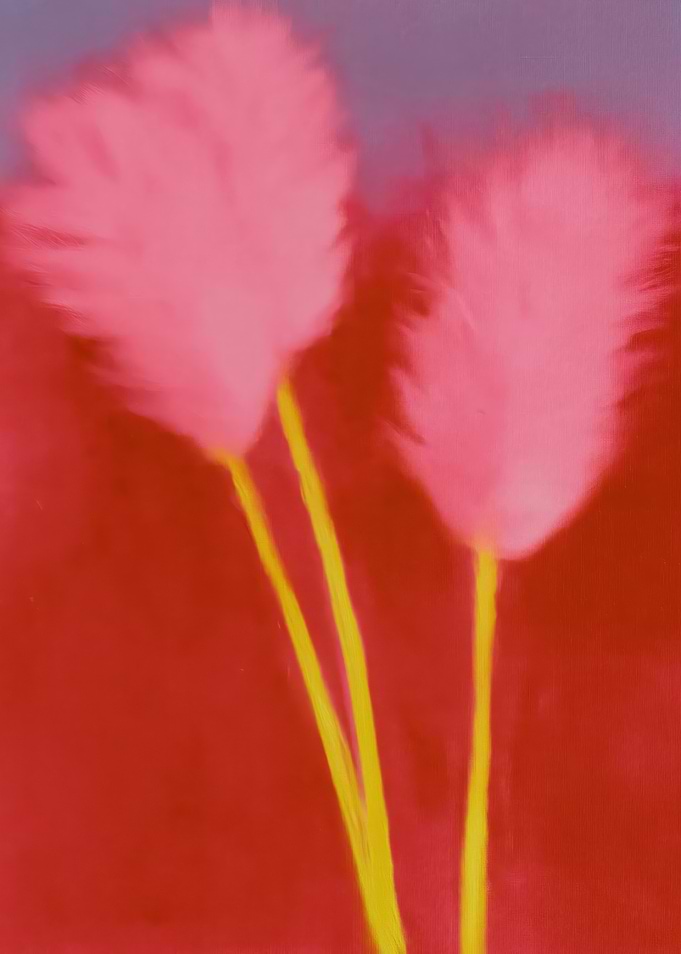 Abstract Pink Feathered Floral Stems
