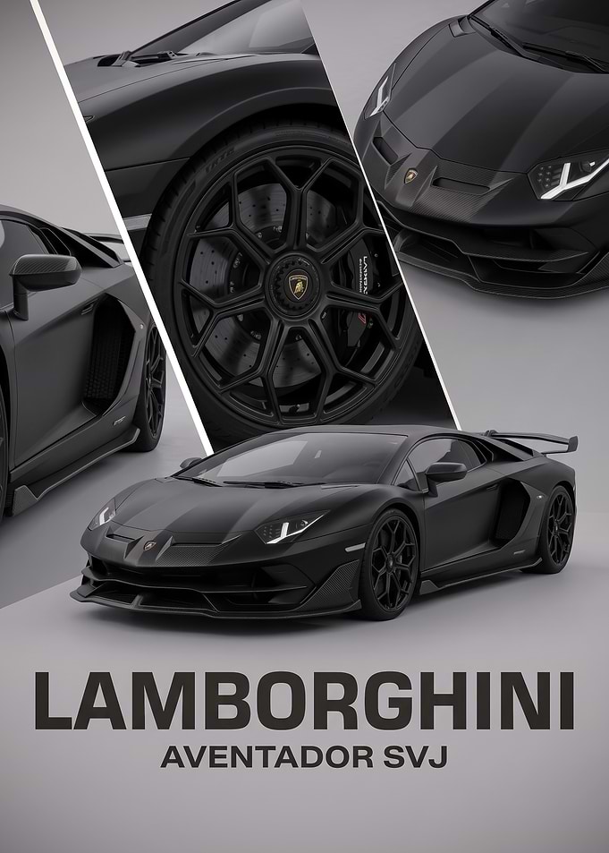balck art Aventador SVJ car Poster