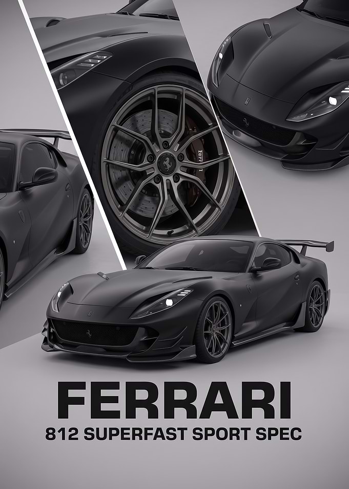 balck art 812 Superfast Sport car Poster