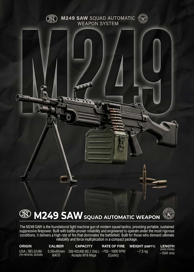 M249 SAW Squad Automatic Weapon Poster
