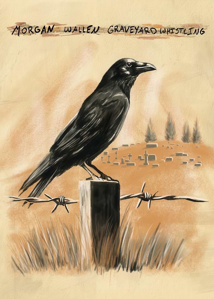 Morgan Wallen Graveyard Whistling Crow Art
